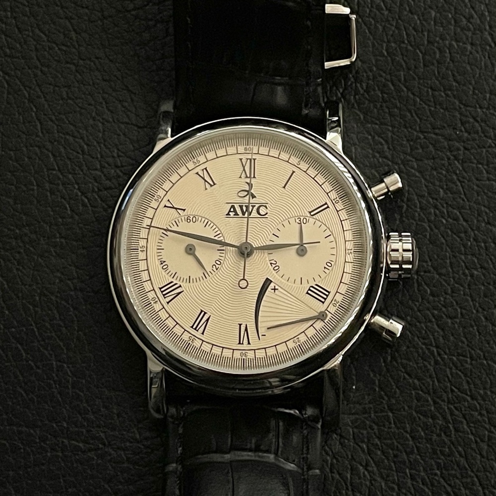 RARE limited numbered 51/500 AWC Chronograph Mechanical w/power reserve dial